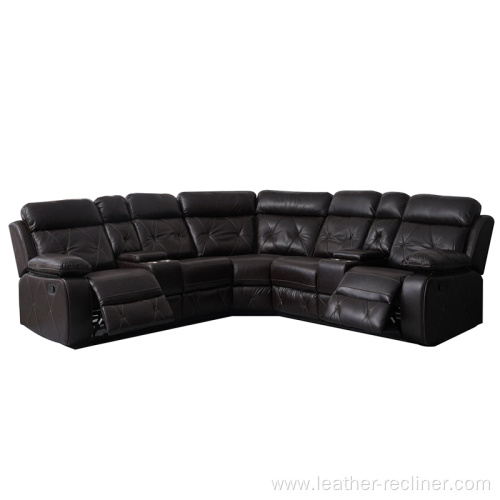 Breathable Air Leather Recliner Corner Sofa Set